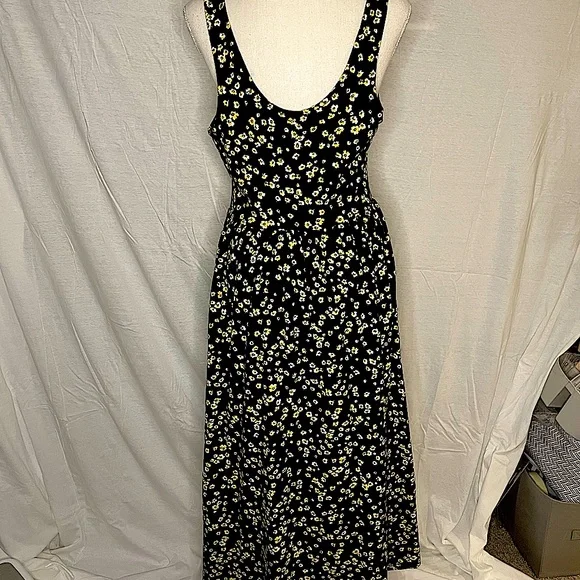 Black and Yellow Floral Cotton Dress - Picture 3 of 3
